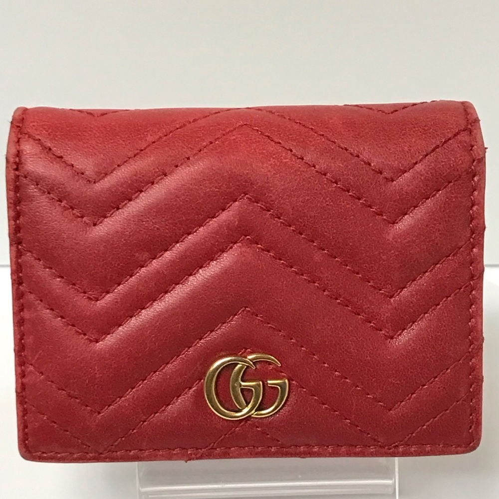 GUCCI GG Marmont Leather Card Wallet-Red  😍❤️‍🔥